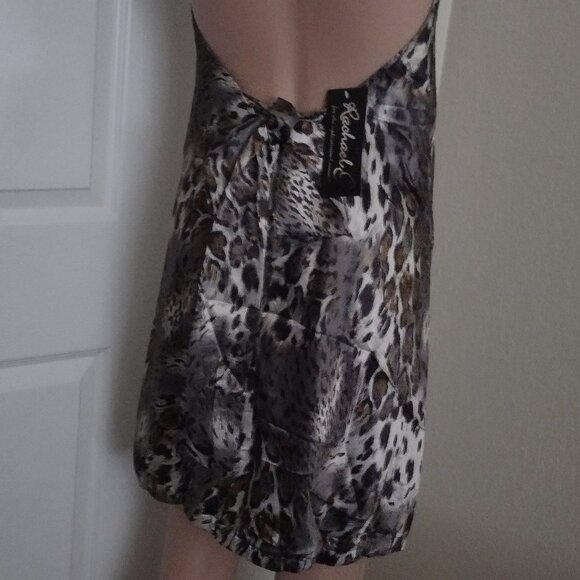 Rachael G. Satin Animal Print Summer Dress, Size M - Picture 4 of 14